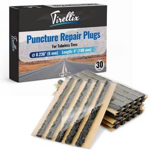 lot 32092 image: Tirellix Tire Plugs Heavy Duty (4, 30 Pack) - 4 (6mm) Tubeless Tire Plug Kit for Car, ATVUTV, Mountain Bike, MTB, Professional Repair Strips to Fix Flats, Punctures, Leaks