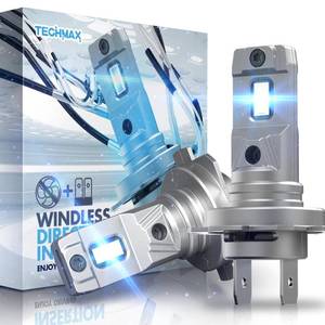 lot 32094 image: TECHMAX H7 Light Bulb, 6500K Xenon White 600% Extremely Bright No Adapter Required 11 Mini Size Fanless H7 Fog Light - Pack of 2