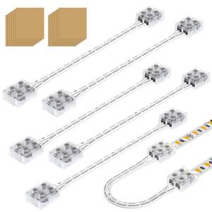 lot 32104 image: EMITEVER LED Strip Connectors,6 Packs LED Tape Light Connector 2 Pin Solderless Tighten Screw Transparent Wire Lead Connector for 5V 12V 24V 8mm Width LED Strip Lights