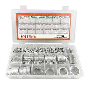 lot 32115 image: 570 Pieces 18 Sizes Oil Drain Plug Gaskets Assortment Kit,Oil Crush Washers, Aluminum Flat Washers Assortment Kit,M6 M8 M10 M12 M14 M16 M18 M20 M22 M24