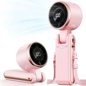 lot 32132 image: Bearwind Portable Handheld Turbo Fan - 5 Gear High Speed 4000mAh Rechargeable Mini Personal Hand Fan Blow Cold Air, Battery Operated Travel Essentials, Beach Vacation, Gifts for Women, Men (Pink)