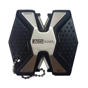 lot 32151 image: AccuSharp Diamond Pro 2-Step Knife Sharpener, Restores, Hones & Sharpens Blades Edge, 2-Step Coarse & Fine Rods for Kitchen Knives & All Types of Blades, Compact & Portable Knife Keychain Tool, Black