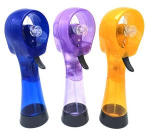 lot 32925 image: TOHMR Battery Powered Water Misting Fan Handheld Outdoors Personal Spray Fans - Set of 3 (BluePurpleYellow)