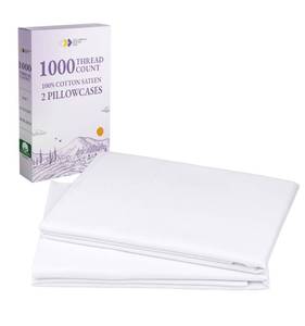 lot 33962 image: California Design Den King Size Pillow Cases Set Of 2 - Luxury 1000 Thread Count Sateen, Soft And Thick 100% Cotton King Pillowcase Pair, Breathable And Durable, Hotel Quality - White