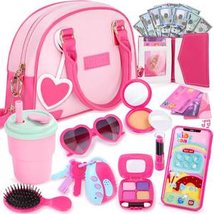 lot 33967 image: INNOCHEER Little Girls Purse, Kids Toy Purse With Pretend Makeup, Play Purse For Little Girls, Pretend Play Toddler Purse, Birthday Christmas Princess Gifts Toys
