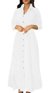 lot 36481 image: Shirt Dresses for Women Casual V Neck Button Down Loose Long Maxi Dress Missing Belt Size 2XL