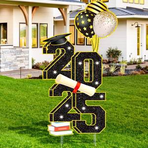 lot 36490 image: 3.5FT Large Class 2025 Graduation Yard Sign Yard Decorations Congrats Graduation Lawn Signs 2025 Grad Yard Signs with Stakes for Outdoor Indoor Congrats Graduation Party Decoration Supplies