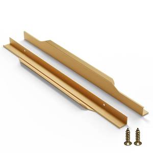 lot 36491 image: Precisluck 5 Pack 400mm(15.7 Inch) Gold Edge Finger Pull Drawer Door Cabinet Aluminum Alloy Long Concealed Furniture for Kitchen Bathroom