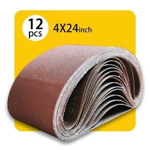 lot 36494 image: 4x24 4 x 24 Sanding Belt Pack 4-Inch x 24-Inch,12 Pcs(4 Each of 80 120 150 Grits) Aluminum Oxide for Sander