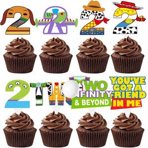 lot 36498 image: Cartoon Story 2nd Birthday Decorations 40ps Blue Sky and White Cloud Cow Birthday Cupcake Toppers for Boys Girls 2nd Bday Cartoon Story Party Supples Decor (2nd birthday)