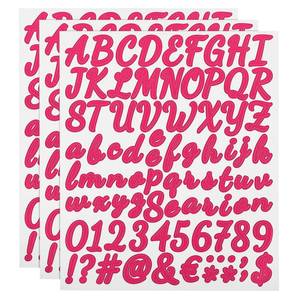 lot 36501 image: uxcell 3 Sheet 252 Pcs Letter Number Stickers Kit, 1 Inch Self Adhesive Vinyl Cursive Alphabet Decals Script for Mailbox Sign DIY Crafts Decor, Fuchsia