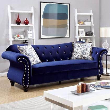lot 2396 image: Jolanda CM6159BL-SF Sofa with Traditional Style  Flared Arms  Button Tufted Design  Nailhead Trim in