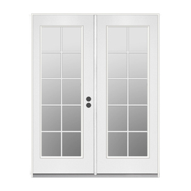 lot 2383 image: ReliaBilt 59.5-in 10-Lite Glass Steel French Inswing Patio Door