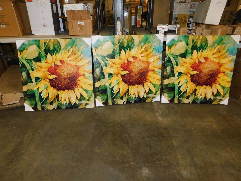 lot 2539 image: Lot of 3 Sunflower Art Work