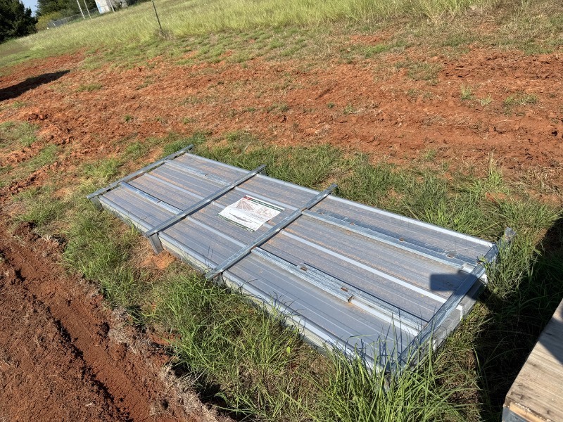 lot 1235 image: 10 feet long Galvalume corrugated Steel Panels  100 panels in Total.  25 Gauge Panels