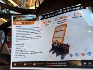 lot 1270 image: Unused Arteer 15000 lb Skid Steer Hydraulic Logging Winch