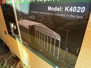 lot 1420 image: Unused 20x40 Steel Carport, Cream in Color