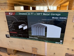 lot 1393 image: Unused 20x30 Metal Garage, Cream in Color
