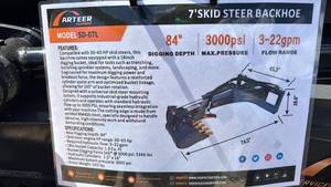 lot 10516 image: Arteer 7 Skid Steer Backhoe Attachment Model SD-07L