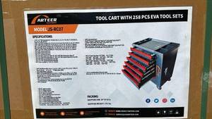lot 10574 image: Arteer Professional 258-Piece Tool Cart Set (Model JS-RC07)
