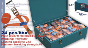 lot 10617 image: Set of Ratchet Tie Down Straps in Blue Case