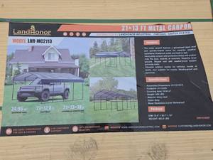 lot 10710 image: Landhonor 21x13 ft Metal Carport Kit - Model LHR-MC2113
