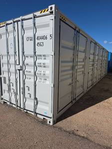 lot 7004 image: One trip 40ft High Cube Side Opening Storage Container (Rear Doors Dont Close) 4 side door  1 rear door openings