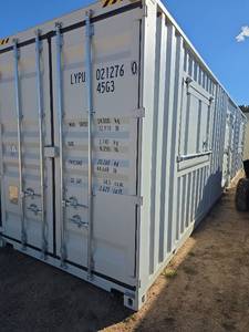 lot 7010 image: Window Pop-Out One Trip 40ft High Cube Shipping Container - Perfect for Food ServiceBar - 1 side door  2 windows  1 rear door openings