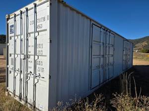 lot 7012 image: 40ft High Cube Shipping Container - 2 side door  1 rear door openings