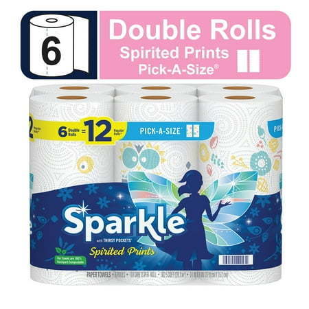 lot 100101 image: Sparkle Pick-a-Size Paper Towels  Spirited Prints  6 Double Rolls