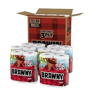 lot 100203 image: Brawny Paper Towels Family Pack - 12 Regular Rolls&nbsp