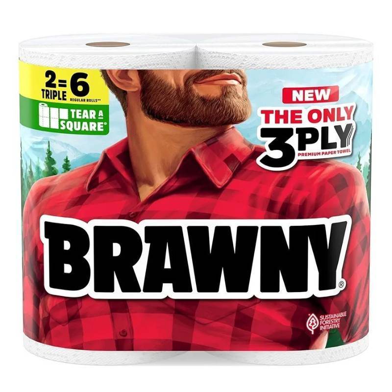 lot 100302 image: 4 XL Rolls Brawny Paper Towels (Two-2packs 4Rolls)