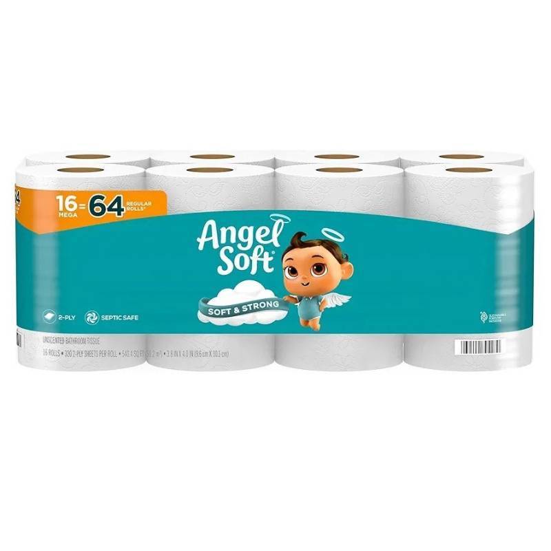 lot 100500 image: Angel Soft Fresh Linen Toilet Paper - 2 pack x 16 Mega Rolls