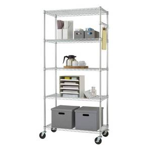 lot 54526 image: Trinity Ecostorage 5-Tier Wire Shelving Rack with Nsf Includes Wheels - Retail $469