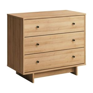 lot 57490 image: Modern 3-Drawer Natural Oak Nightstand - Retail $162