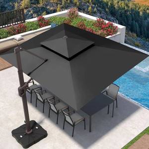 lot 57493 image: Double Top Cantilever Outdoor Patio Umbrella - Retail $301