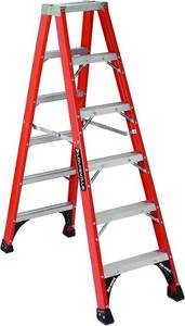 lot 57483 image: Louisville FM1406HD 6ft Fiberglass Ladder - Retail $175
