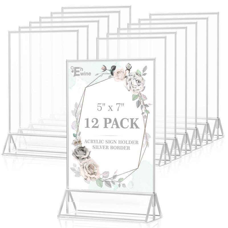 12 Pack Acrylic Sign Holders 8.5x11 Double-Sided Tabletop Display Stands - View #6