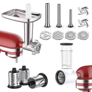lot 1822 image: Meat Grinder and Cheese Grater Attachment for KitchenAid Stand Mixer, Slicer Shredder and Meat Grinder with Sausage Stuffer, 2 Pcs for Kitchen Aid Accessories and Attachments - Retail $80
