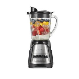 lot 1825 image: Hamilton Beach Power Elite Wave Action Blender For Smoothies, 40 Oz Glass Jar, 12 Functions Including Puree, Crush Ice, 700 Watts - Black (58148A) - Retail $47