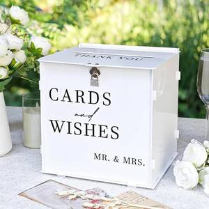 lot 1838 image: SOFARKKT White Acrylic Card Box with Slot and Lock, DIY Large Wedding Card Boxes for Reception, Elegant Money Envelop Card Box for Party Wedding Birthday Baby Shower Graduation Table Decor - Retail $25