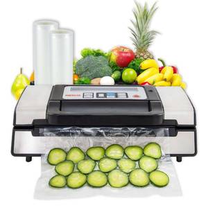 lot 1843 image: Nesco Deluxe Food VS-12 Vacuum Sealer, 130 Watts, Kit Bags and Viewing Lid, Compact, Silver - Retail $129
