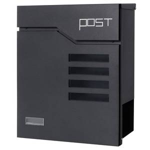 lot 1849 image: Large Mailbox Wall Mount with Lock, Decaller Modern Mailboxes for Outside, Black, 14.4 x 13in x 4.2in - Retail $51in