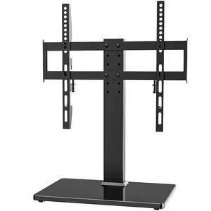 lot 1857 image: Universal TV Stand - Table Top TV Stand for 27-60 inch LCD LED TVs - 6 Level Height Adjustable TV Base Stand with Tempered Glass Base and Wire Management, VESA 400x400mm - Retail $26