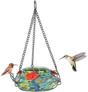 lot 1858 image: Naturefts Way Bird Products GHF7 Hand Blown Illuminated Top Fill Hummingbird Feeder - Retail $34