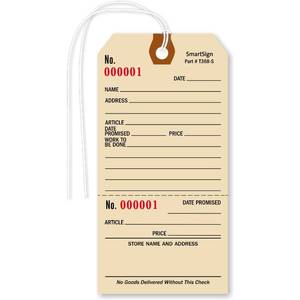 lot 1860 image: SmartSign Pack of 1000 Repair Tags with Attached String  2.625 x 5.25in Manila Cardstock