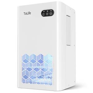 lot 1867 image: ToLife Dehumidifiers for Home 95 OZ Water Tank, 1000 sq.ft Dehumidifier for Basement Bedroom Bathroom with Auto Shut Off 7 Colors LED Light,White - Retail $101