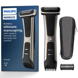 lot 2369 image: Philips Bodygroom 7000 Series, Showerproof Groin and Body Trimmer for Men, Precise Body Grooming, Adjustable Comb, Safe Even Below The Belt, 80 Min. Runtime, Model BG704042 - Retail $70
