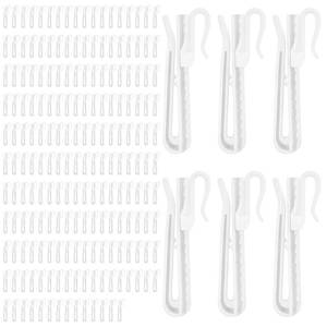 lot 2371 image: 120 Pcs Adjustable Curtain Hooks Curtain Pleat Hooks Plastic Pinch Pleat Curtain Hooks Clips Ratchet System Pinch Pleated Curtain Drapery Pin Hook for Window Curtain Door Curtain Shower Curtain - Retail $21