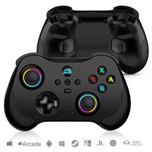 lot 2394 image: arVin Wireless Gamepad Controller for iPhoneiPadAndroidTabletSwitchPS4PC with Hall Effect Sensing JoystickRGB LightTurboBack Key6-Axis GyroVibrationPlay Xbox Cloud GamingRemote PlayCODM - Retail $22